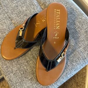Italian shoemakers black sandals in size 8.